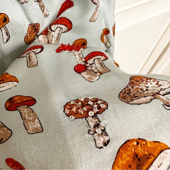RARE Anthropologie Moulinette Soeurs Toadstool Mushroom Women’s Tie Front Blouse - Picture 11 of 14